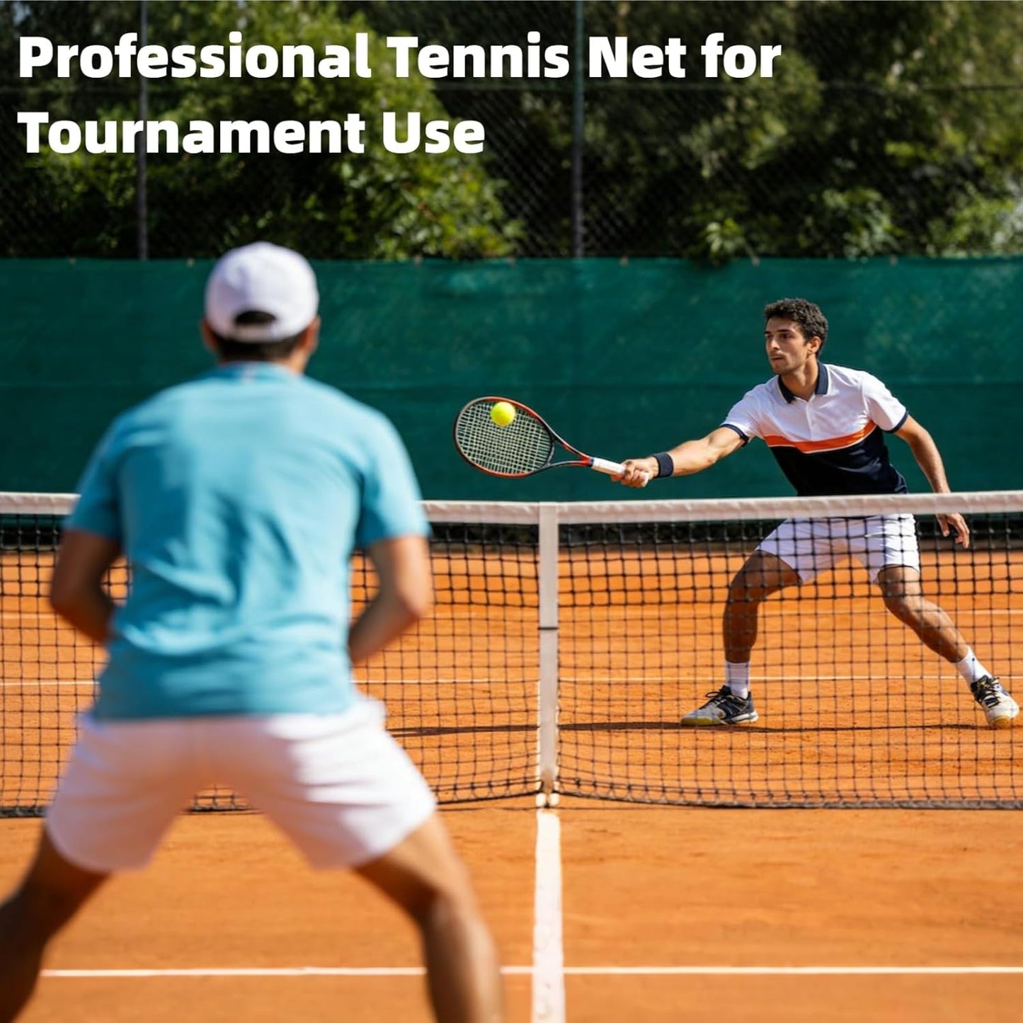 Professional Tennis Net 42 FT X 3.5 FT Double-Layer Non-Deforming Standard Replacement Tennis Net with 1.57 in Mesh Compatible with All Standard Outdoor Indoor Tennis Posts