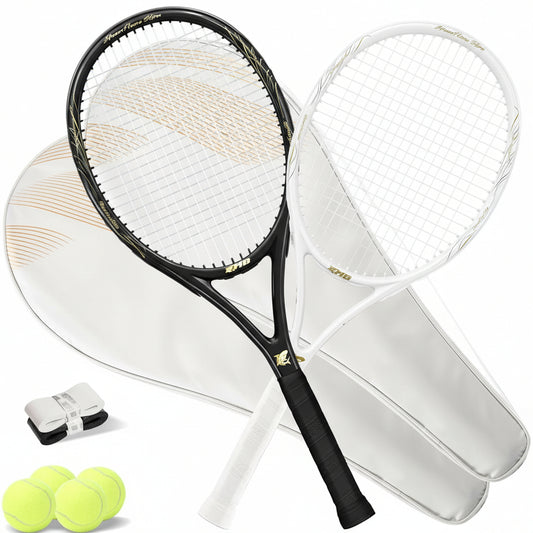 Tennis Rackets - Super Value Set with Pre-Strung, Comfortable Handle, 27'' Tennis Racquet for Beginner, Includes 4 Tennis Balls, 2 Overgrips and 2 Tennis Bag