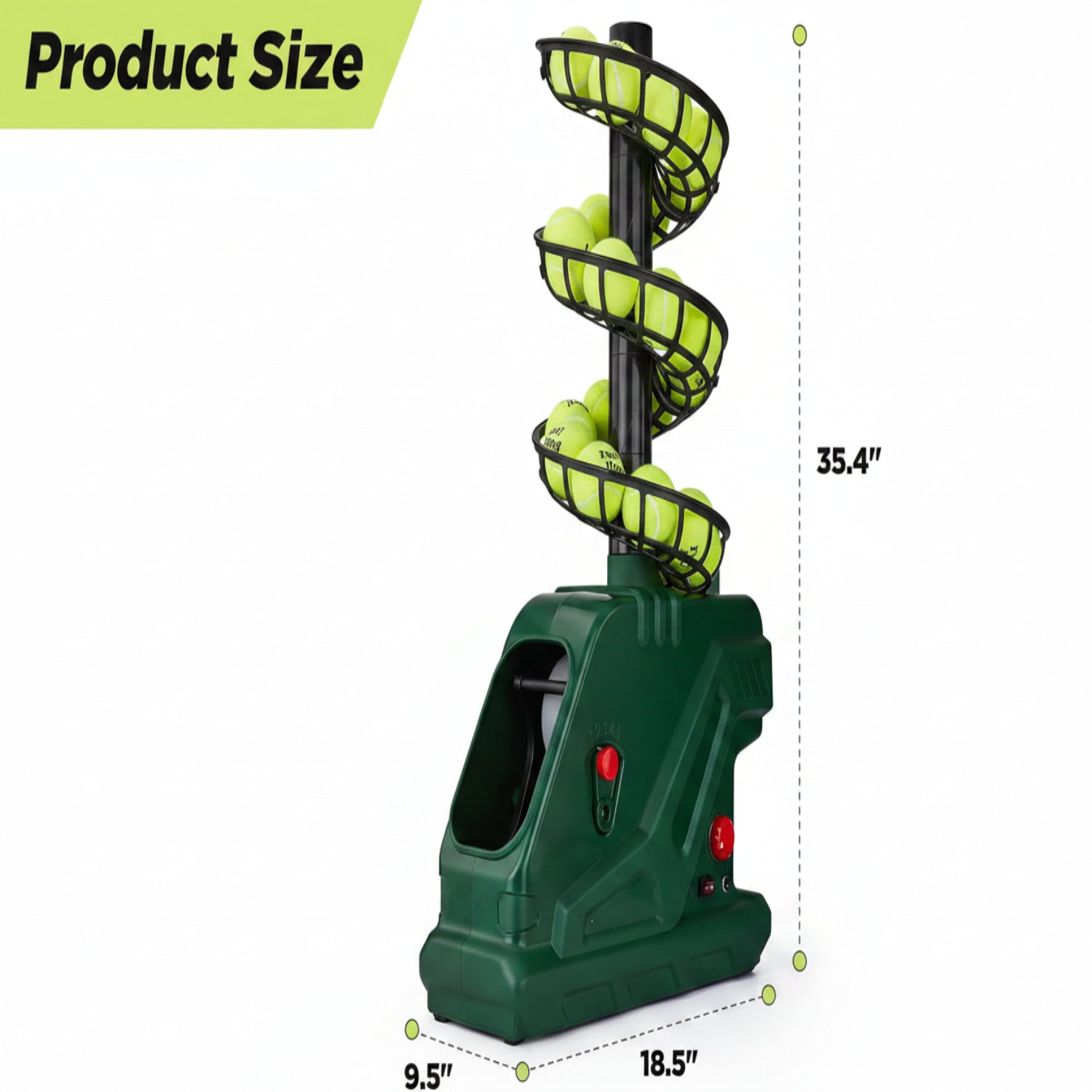 3819BH Portable Tennis Ball Machine – 5 Adjustable Angles, 2 Power Levels, 4 Serve Intervals, up to 30 MPH, for All Skill Levels Training
