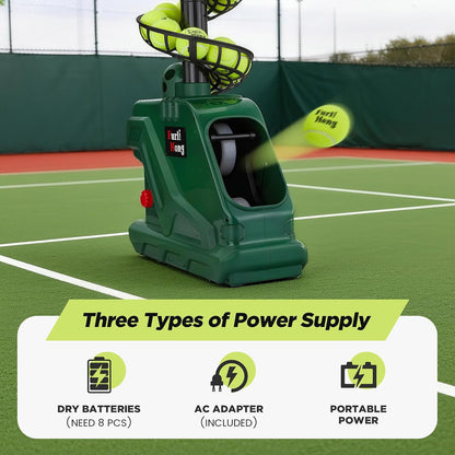 3819BH Portable Tennis Ball Machine – 5 Adjustable Angles, 2 Power Levels, 4 Serve Intervals, up to 30 MPH, for All Skill Levels Training