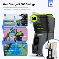 ｜Pt-Smart Tennis Ball Machine: App Control with 12 Built-In Training Modes,6-Level Spin,28-Pt,75 MPH,32.6 Lbs,100+ Ball,5H Battery, Portable, for Tennis/Padel,Training, Practice,Beginners to Pros