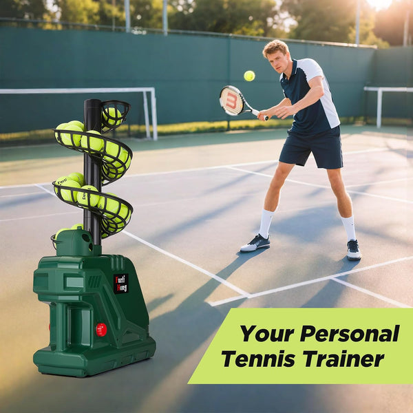 3819BH Portable Tennis Ball Machine – 5 Adjustable Angles, 2 Power Levels, 4 Serve Intervals, up to 30 MPH, for All Skill Levels Training