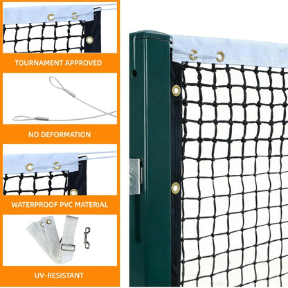 Professional Tennis Net 42 FT X 3.5 FT Double-Layer Non-Deforming Standard Replacement Tennis Net with 1.57 in Mesh Compatible with All Standard Outdoor Indoor Tennis Posts