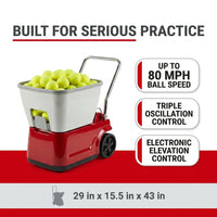 Sports Elite Tennis Ball Machine - Auto Portable Tennis Ball Launcher, Preloaded & Custom Drills, Spin Control, Lob Elevation Switch, Ball Speed (Up to 80MPH), with Multi-Function Remote — Results & Stats
