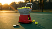 Sports Elite Tennis Ball Machine - Auto Portable Tennis Ball Launcher, Preloaded & Custom Drills, Spin Control, Lob Elevation Switch, Ball Speed (Up to 80MPH), with Multi-Function Remote — Lifestyle