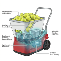 Sports Elite Tennis Ball Machine - Auto Portable Tennis Ball Launcher, Preloaded & Custom Drills, Spin Control, Lob Elevation Switch, Ball Speed (Up to 80MPH), with Multi-Function Remote — How It Works