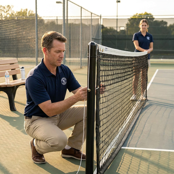 Tennis Net Built to Last, 42 ft Polyethylene, Reinforced Vinyl Headband, Fiberglass Dowels