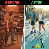 Tennis Rackets - Super Value Set with Pre-Strung, Comfortable Handle, 27'' Tennis Racquet for Beginner, Includes 4 Tennis Balls, 2 Overgrips and 2 Tennis Bag — Before & After