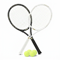 Tennis Rackets - Super Value Set with Pre-Strung, Comfortable Handle, 27'' Tennis Racquet for Beginner, Includes 4 Tennis Balls, 2 Overgrips and 2 Tennis Bag — Studio Shot
