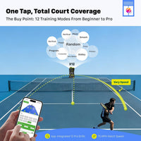 ｜Pt-Smart Tennis Ball Machine: App Control with 12 Built-In Training Modes,6-Level Spin,28-Pt,75 MPH,32.6 Lbs,100+ Ball,5H Battery, Portable, for Tennis/Padel,Training, Practice,Beginners to Pros