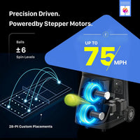 ｜Pt-Smart Tennis Ball Machine: App Control with 12 Built-In Training Modes,6-Level Spin,28-Pt,75 MPH,32.6 Lbs,100+ Ball,5H Battery, Portable, for Tennis/Padel,Training, Practice,Beginners to Pros